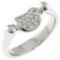 TIFFANY & Co. Platinum Elsa Peretti Diamond Bean Ring 4.5