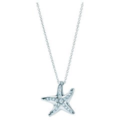 TIFFANY & Co. Platinum Elsa Peretti Diamond Starfish Pendant Necklace