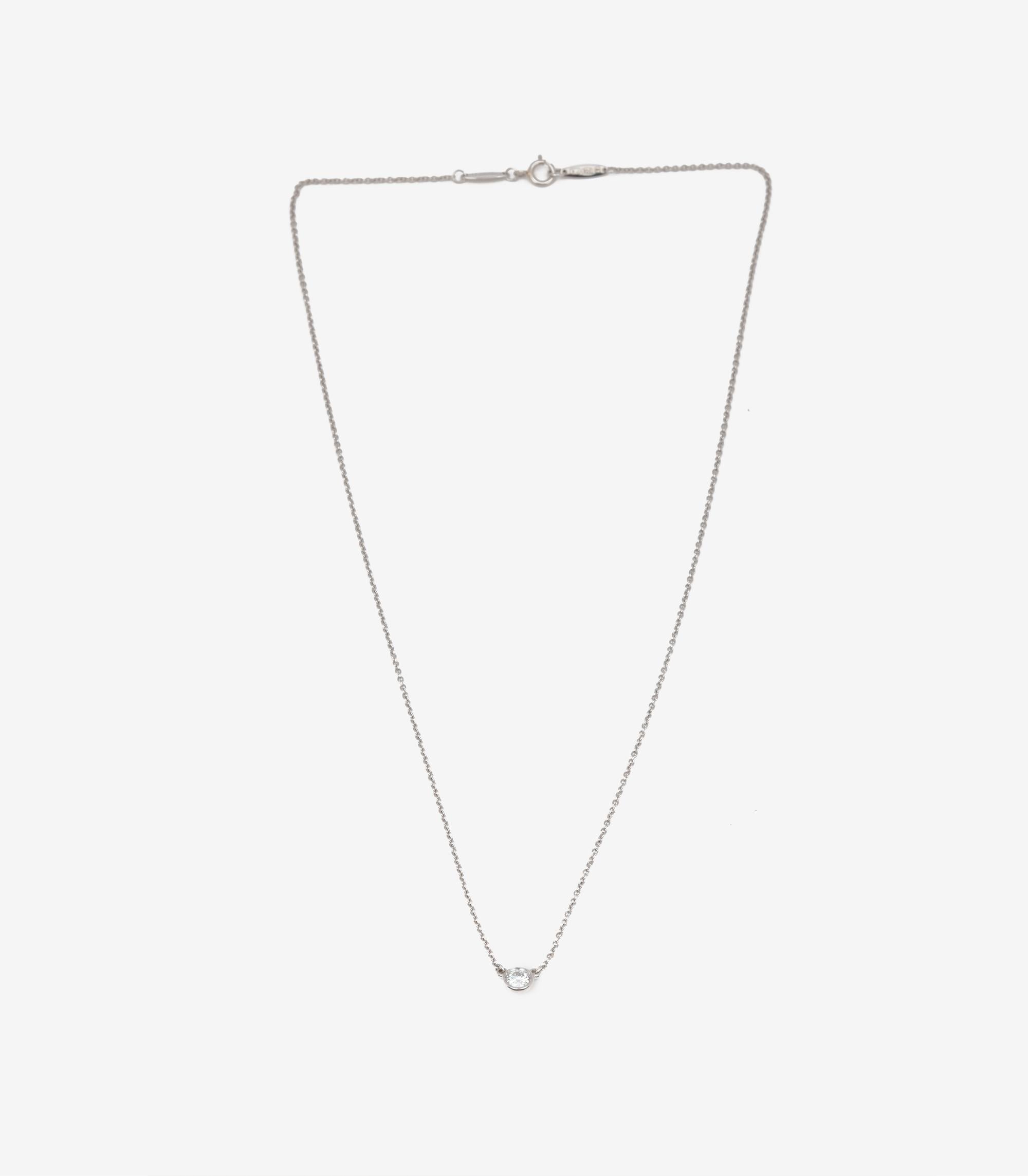 Round Cut Tiffany & Co. Platinum Elsa Peretti Diamonds By The Yard Single Diamond Pendant For Sale