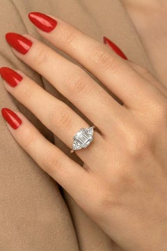 Tiffany & Co. Platinum Emerald Cut and Trillion Diamond Engagement Ring
