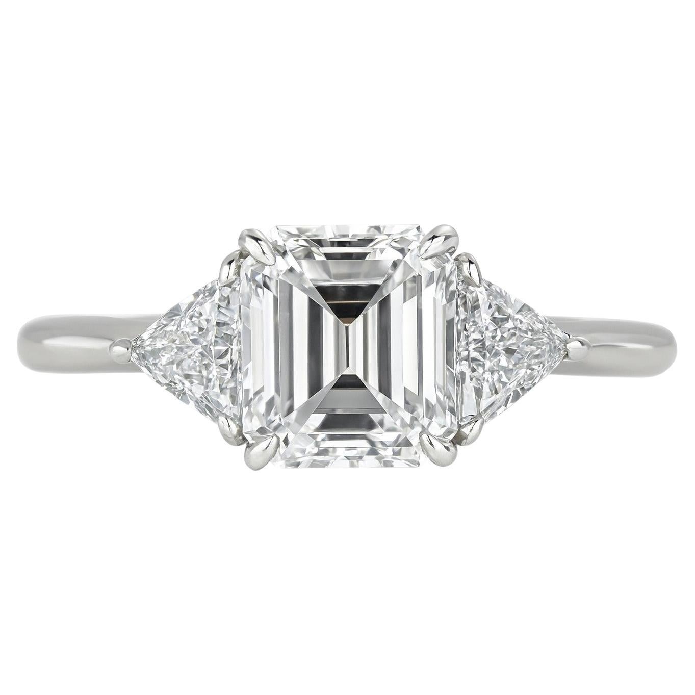 Tiffany & Co. Platinum Emerald Cut and Trillion Diamond Engagement Ring