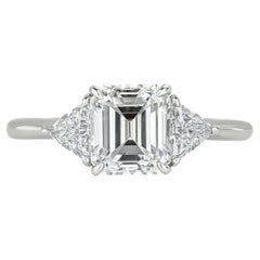 Tiffany & Co. Platinum Emerald Cut and Trillion Diamond Engagement Ring