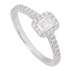 Tiffany & Co. Platinum Emerald Cut Diamond Halo Soleste Ring