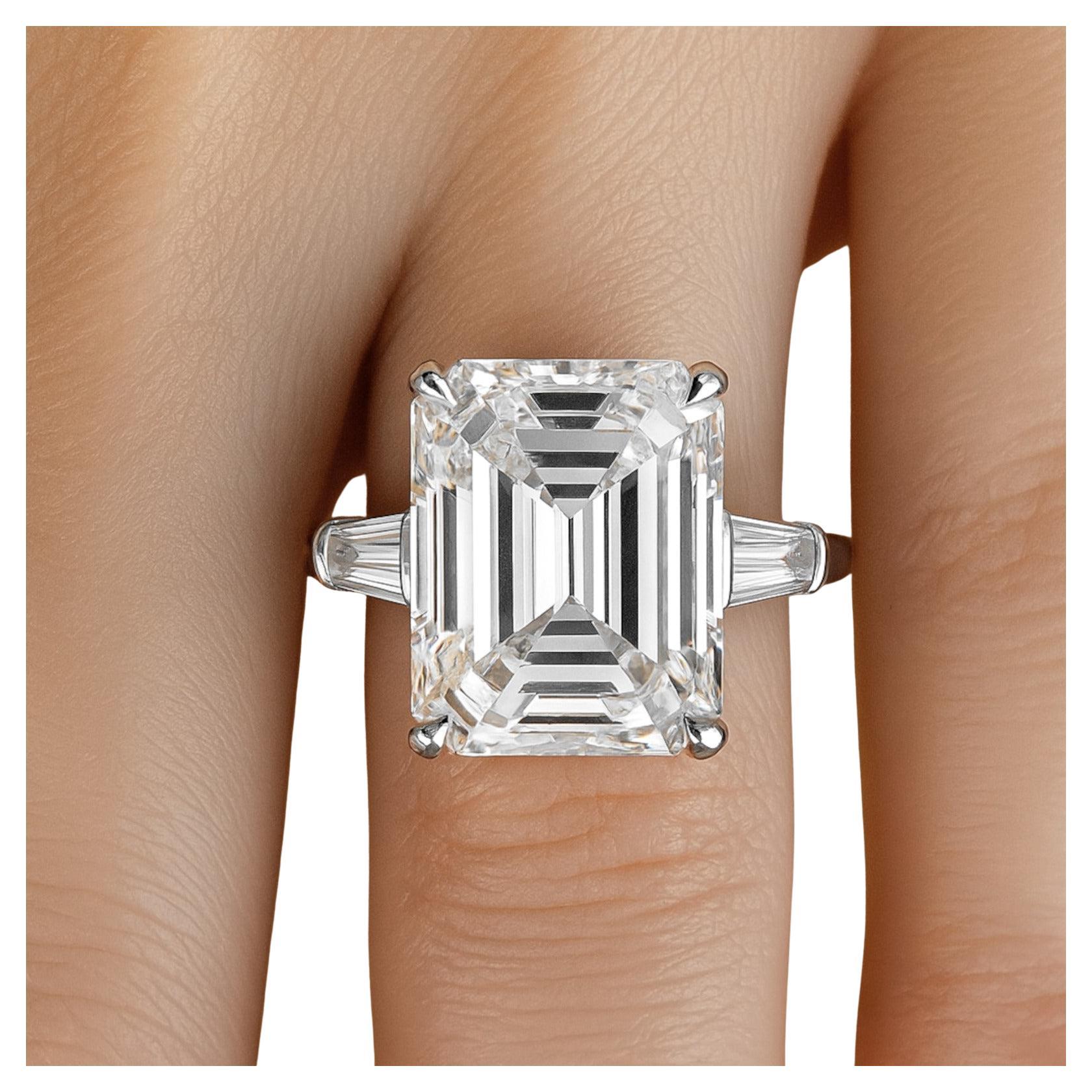 Contemporary Tiffany & Co. Platinum Emerald Cut Diamond Ring – 6.05 Carats For Sale