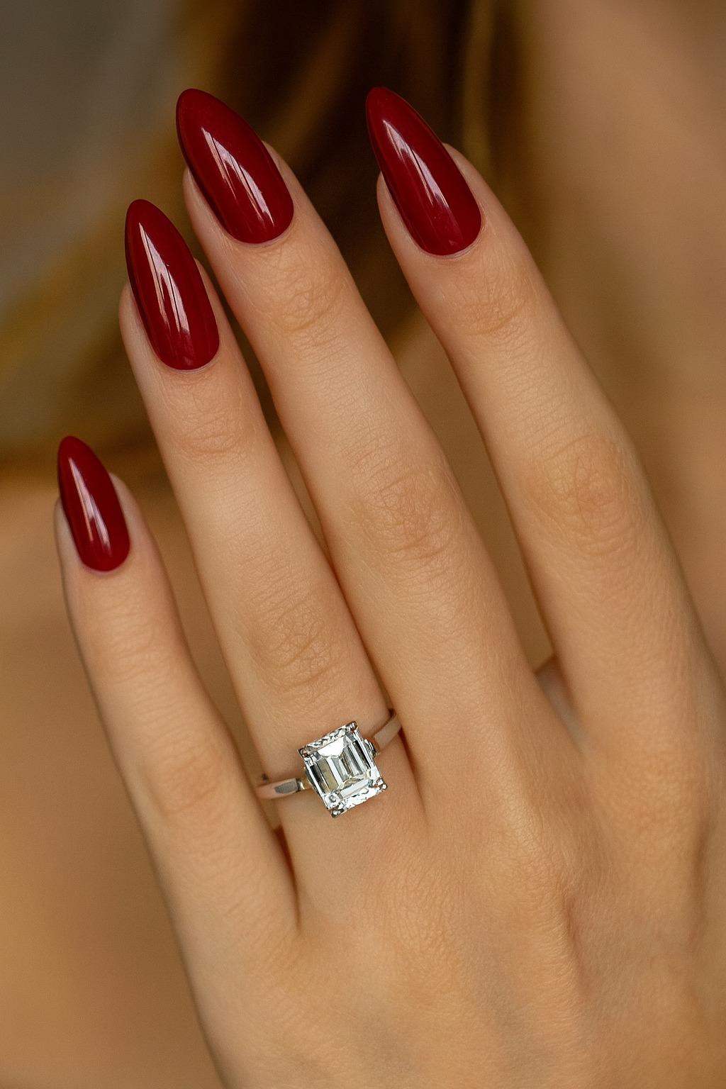 Women's Tiffany & Co. Platinum Emerald Cut Diamond Solitaire Engagement Ring For Sale