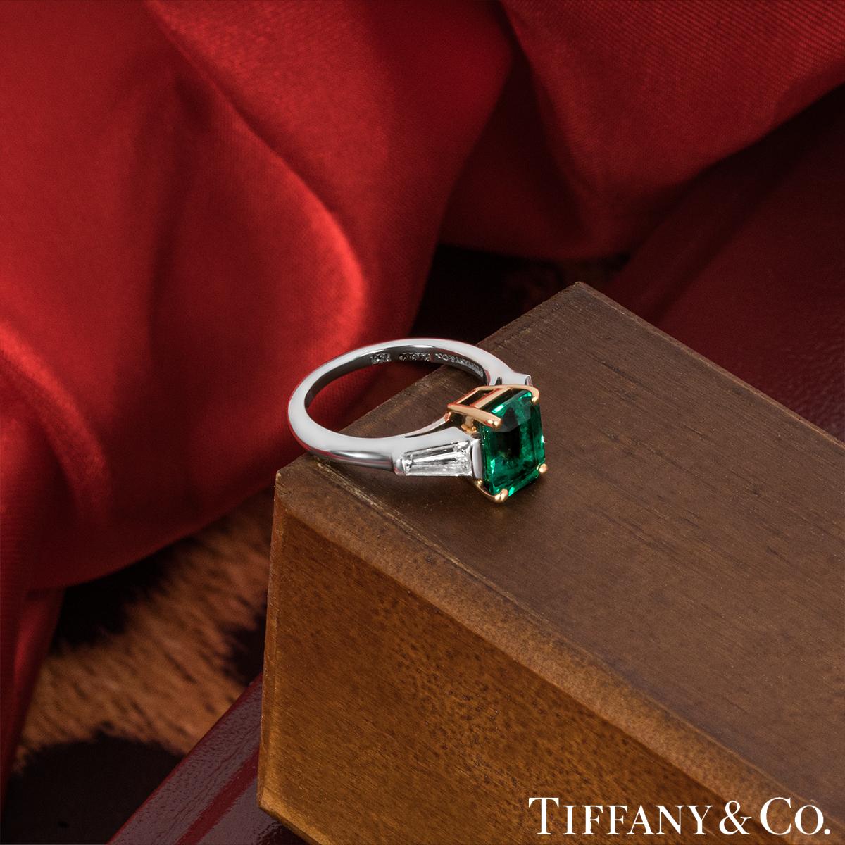 Women's Tiffany & Co. Platinum Emerald & Diamond Ring 1.61ct