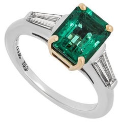 Tiffany & Co. Platinum Emerald & Diamond Ring 1.61ct