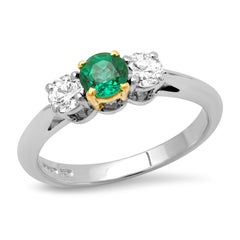 TIFFANY & Co. Platinum Emerald Diamond Three Stone Engagement Ring 6