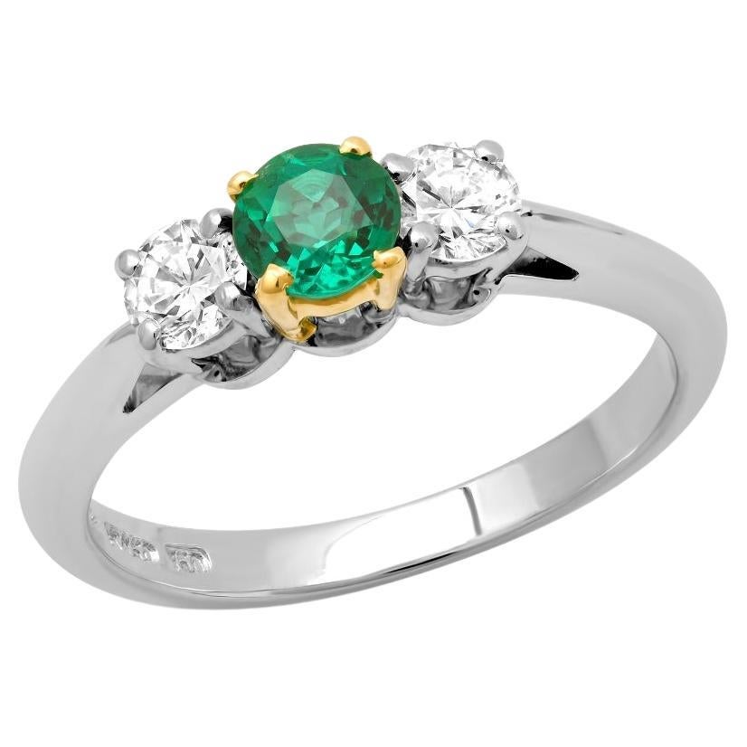 TIFFANY & Co. Platinum Emerald Diamond Three Stone Engagement Ring 6