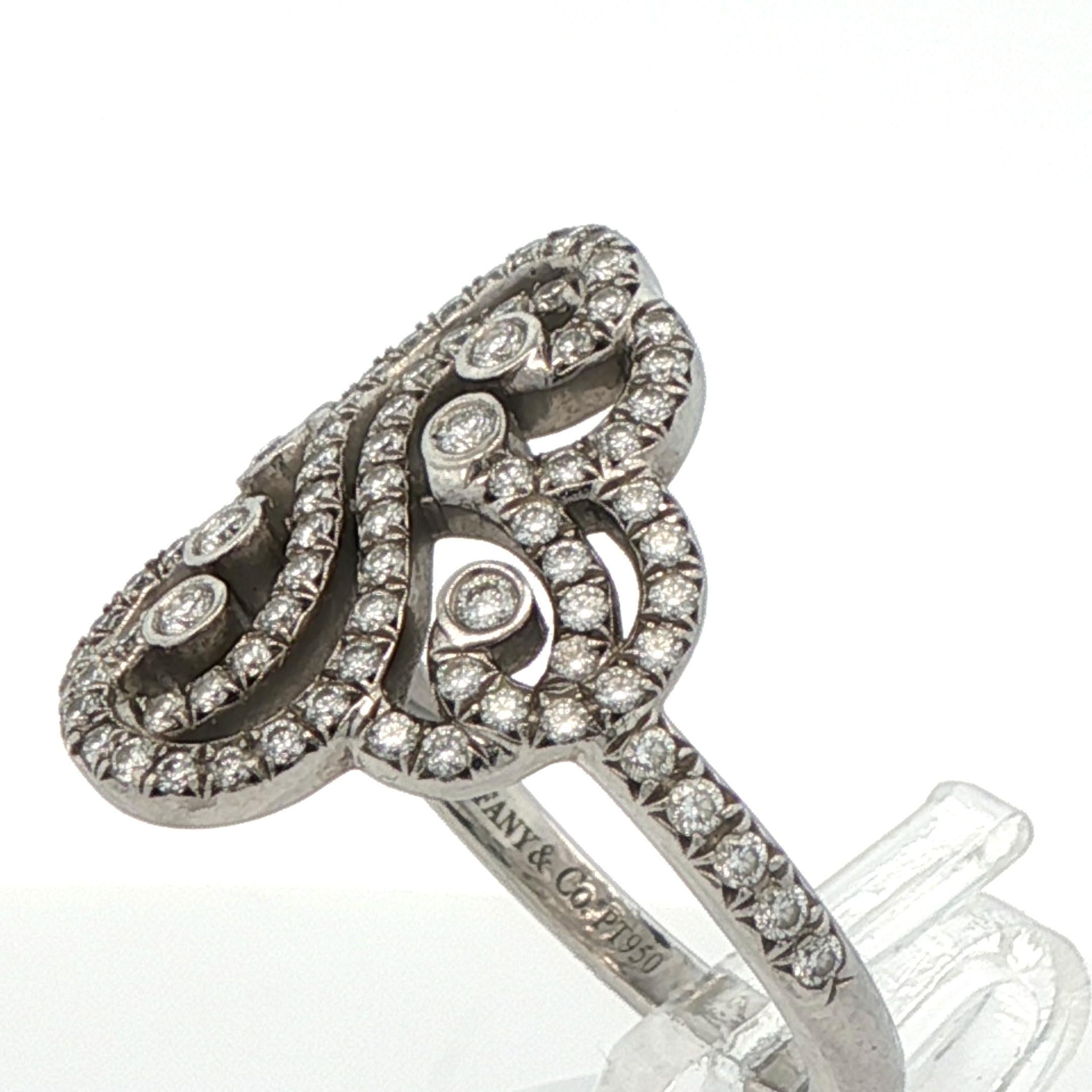 Taille ronde Tiffany & Co. Bague double diamant Enchant en platine en vente