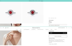 Tiffany & Co Platinum Engagement Ring 0.36ct Round E VS1 Diamonds 0.63ct Ruby