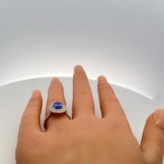 Tiffany & Co Platinum Engagement Ring 0.77 Carat Diamonds & 1.76 Carat Tanzanite