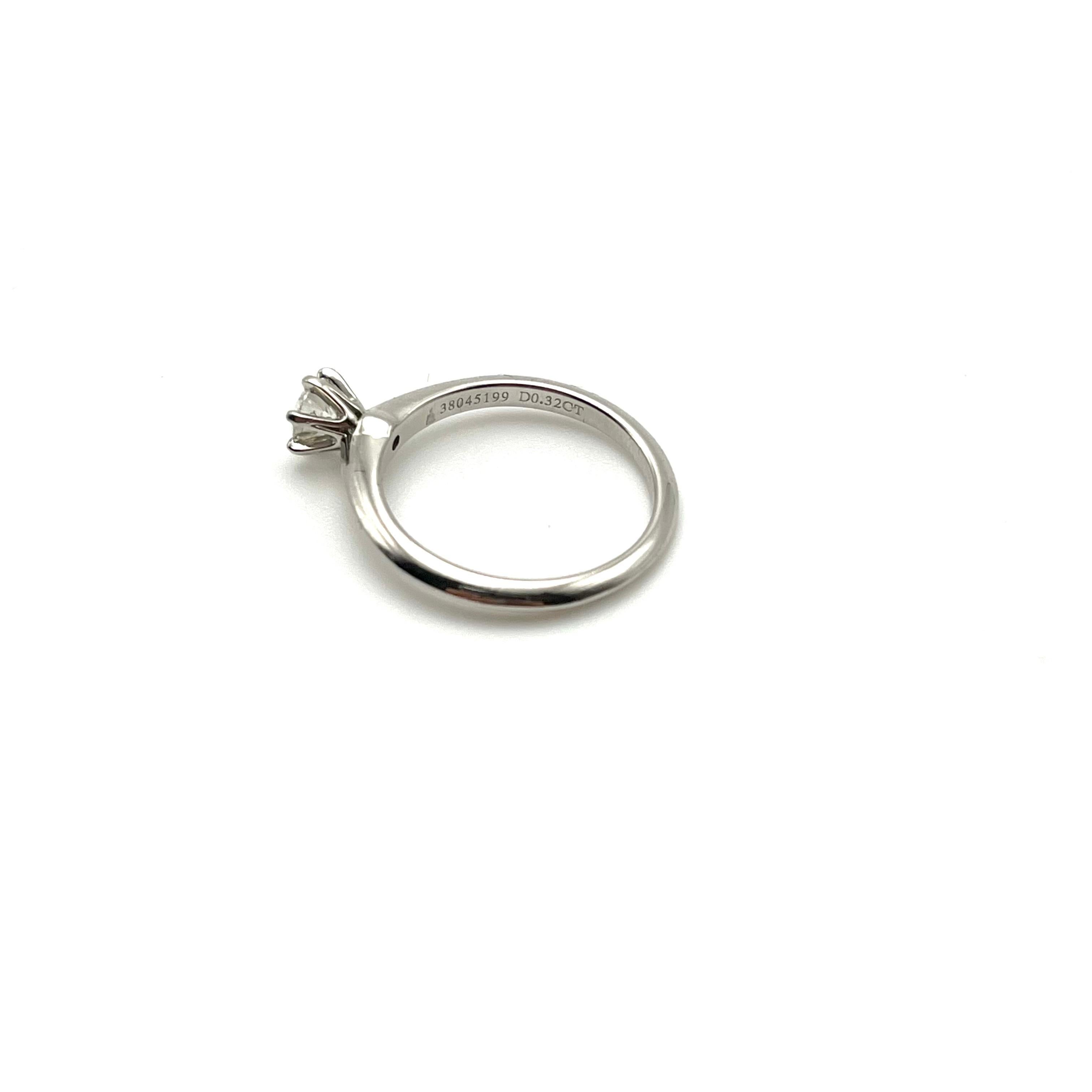 Round Cut Tiffany & Co. Platinum Engagement Ring For Sale