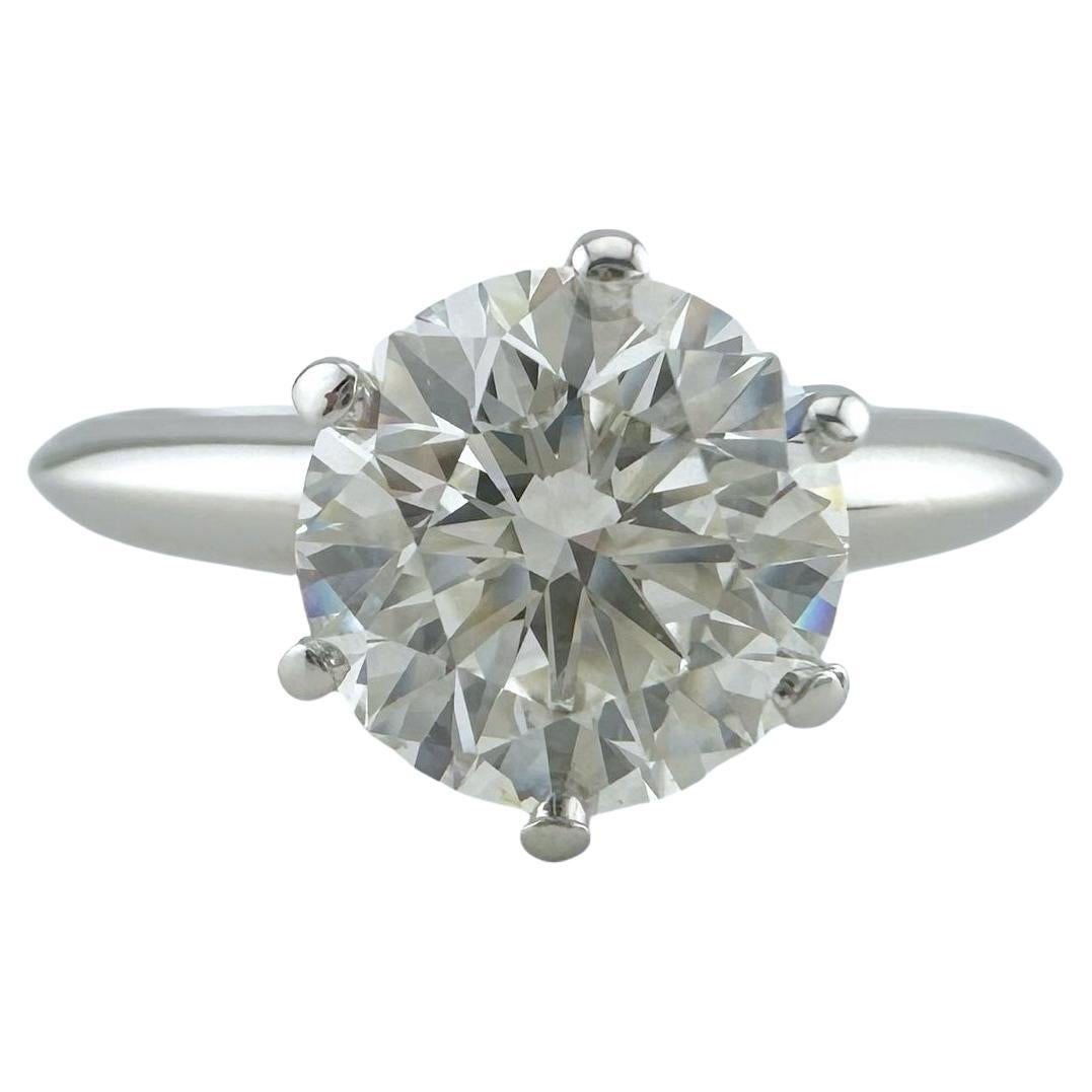 Tiffany & Co Platinum Engagement Ring Round Diamond Solitaire 1.64 cts I VVS1