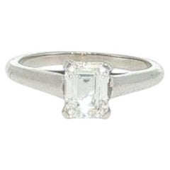 Tiffany & Co Platinum Engagement Ring with 0.85ct Emerald Cut Diamond F VVS1 GIA