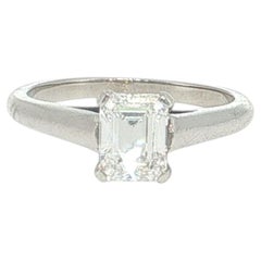Tiffany & Co Platinum Engagement Ring with 0.85ct Emerald Cut Diamond F VVS1 GIA