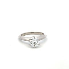 Tiffany & Co Platinum Engagement Ring with 1.09 Carat Round H-VS2 GIA Diamond