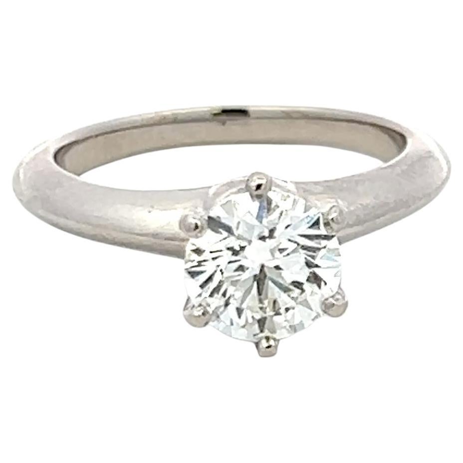 Tiffany & Co Platinum Engagement Ring with 1.09 Carat Round H-VS2 GIA Diamond