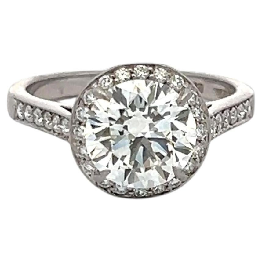 Tiffany & Co Platinum Engagement Ring with 2.42 Carat Round Diamonds H VVS2 GIA