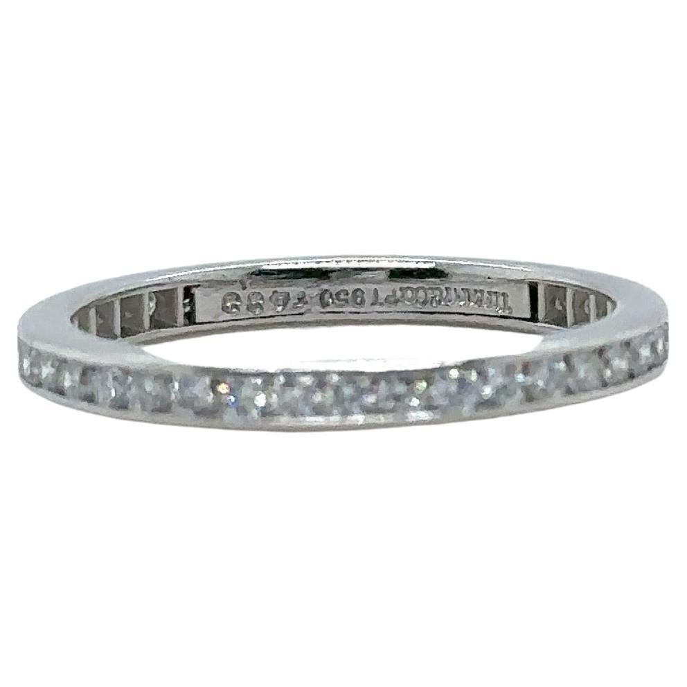Tiffany & Co. Eternity Band Ring in Platinum
Style:  Channel-Set Eternity
Ref. number:  145/12/10601762
Metal:  Platinum PT950 
Size:  6
Measurements:  2.5 MM
TCW:  0.51 tcw
Main Diamond:  39 Round Brilliant Diamonds
Color & Clarity:  E - G, VVS -