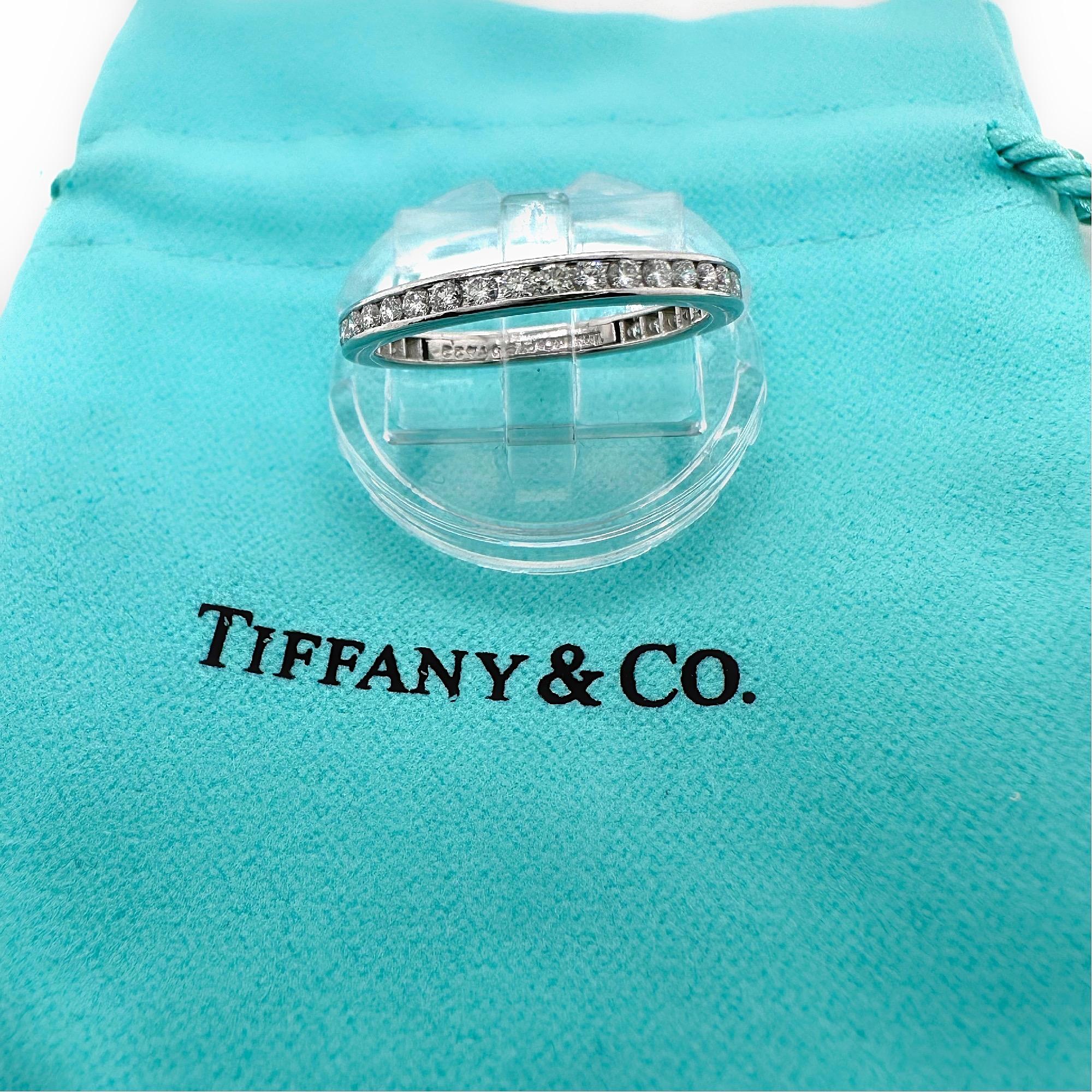 Women's or Men's Tiffany & Co. Platinum Eternity Band Ring Round Diamonds 0.51tcw For Sale