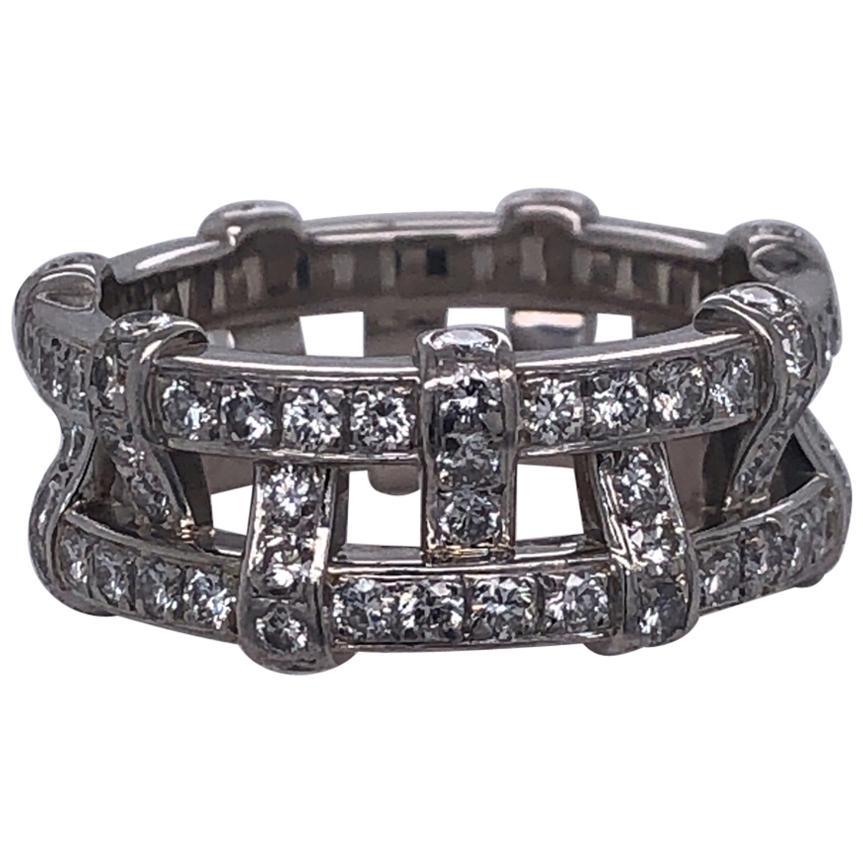 Tiffany & Company Platinum and Diamond Eternity Ring.  Iconic designer beautiful style.  2 Carats of Diamonds. Size 5.75.  