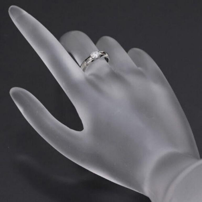 Round Cut TIFFANY & Co. Platinum Etoile .27ct Solitaire Diamond Engagement Ring 4.75 For Sale