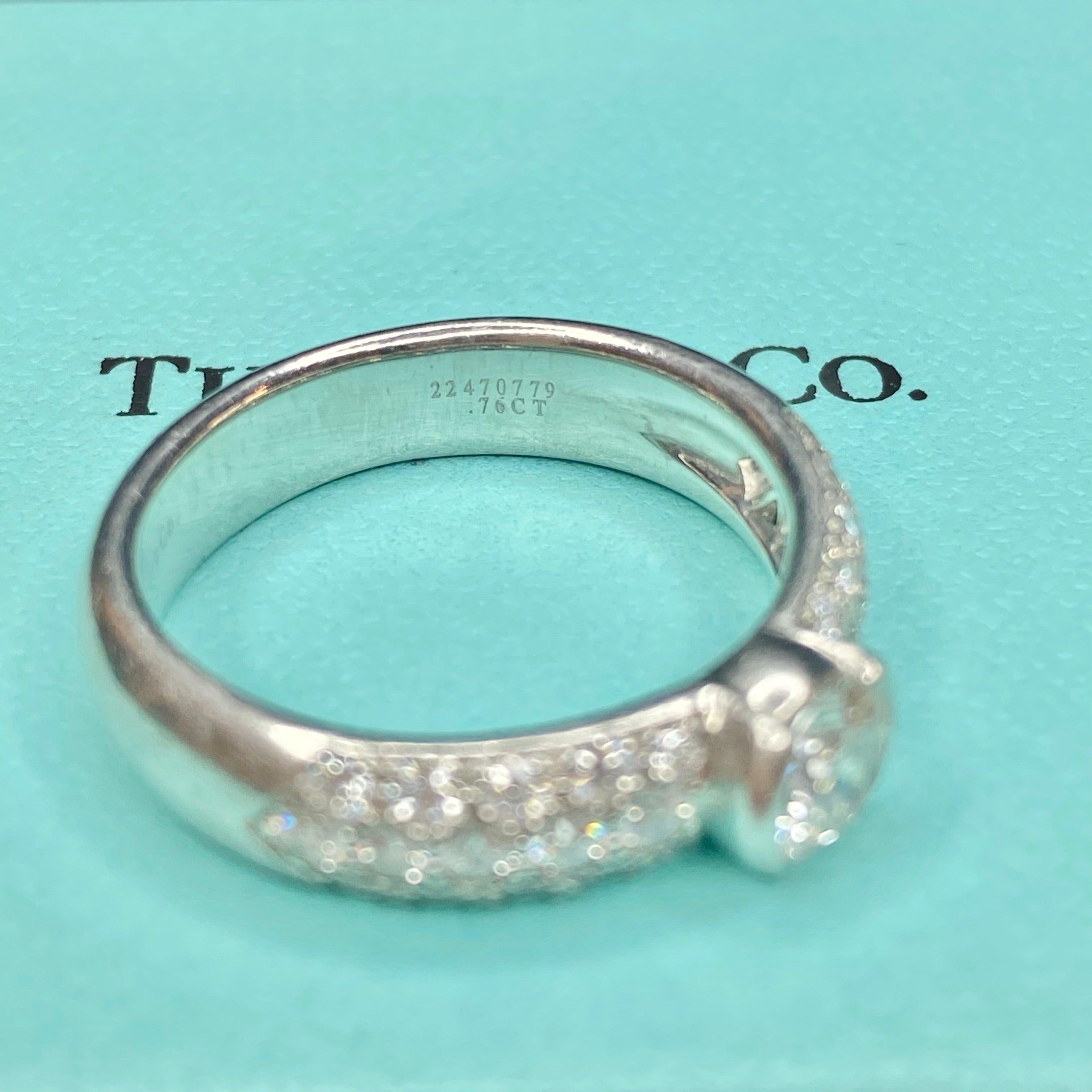 Brilliant Cut Tiffany & Co. Platinum Etoile Diamond Engagement Ring with Original Certificate