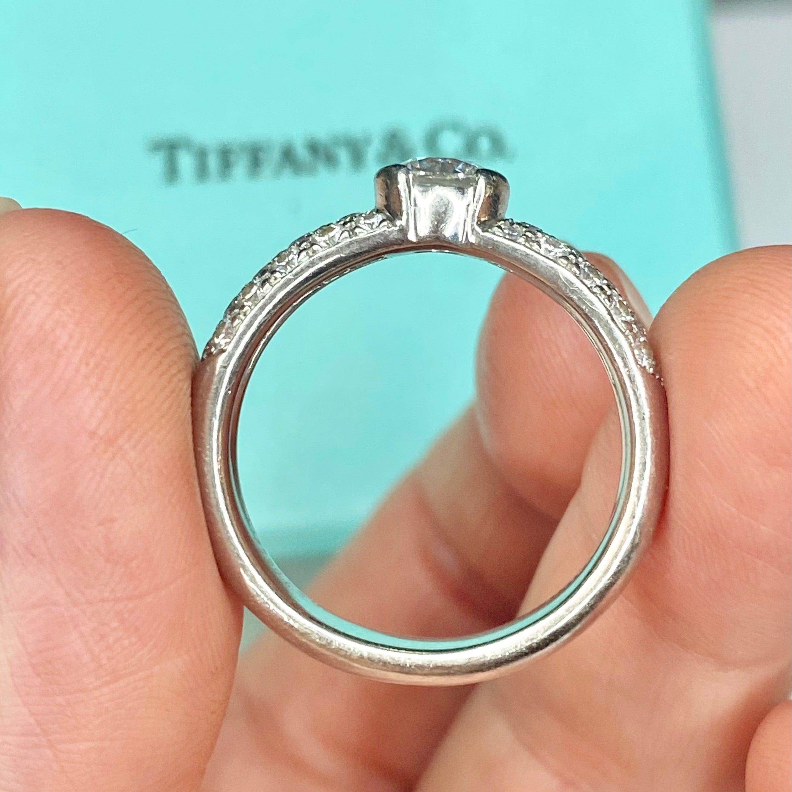 Tiffany & Co. Platinum Etoile Diamond Engagement Ring with Original Certificate 1