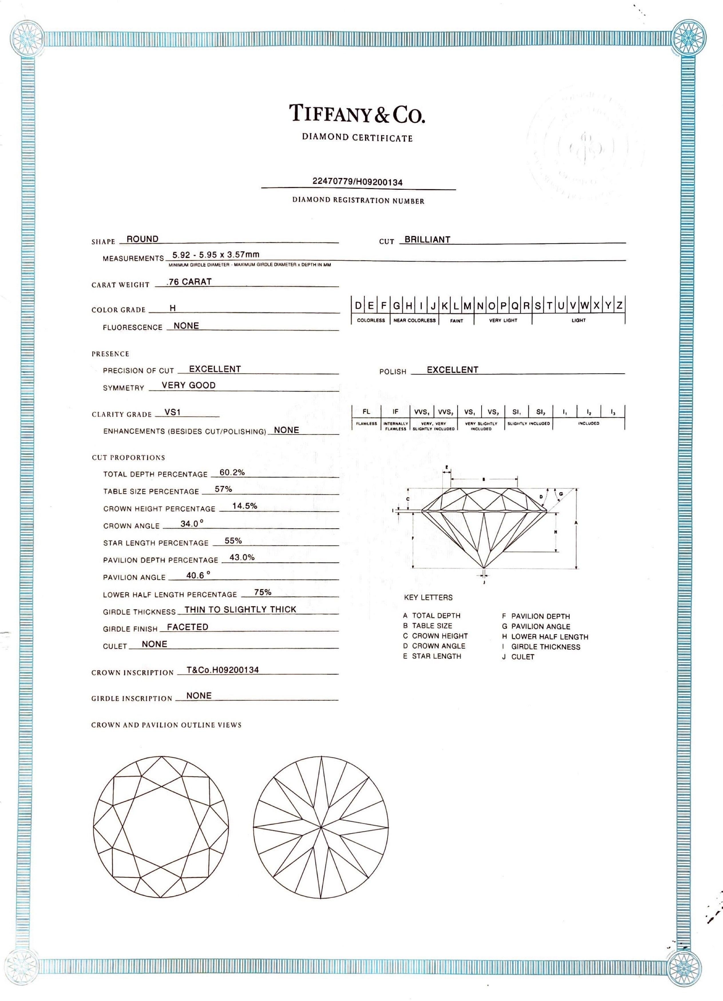 Tiffany & Co. Platinum Etoile Diamond Engagement Ring with Original Certificate 3