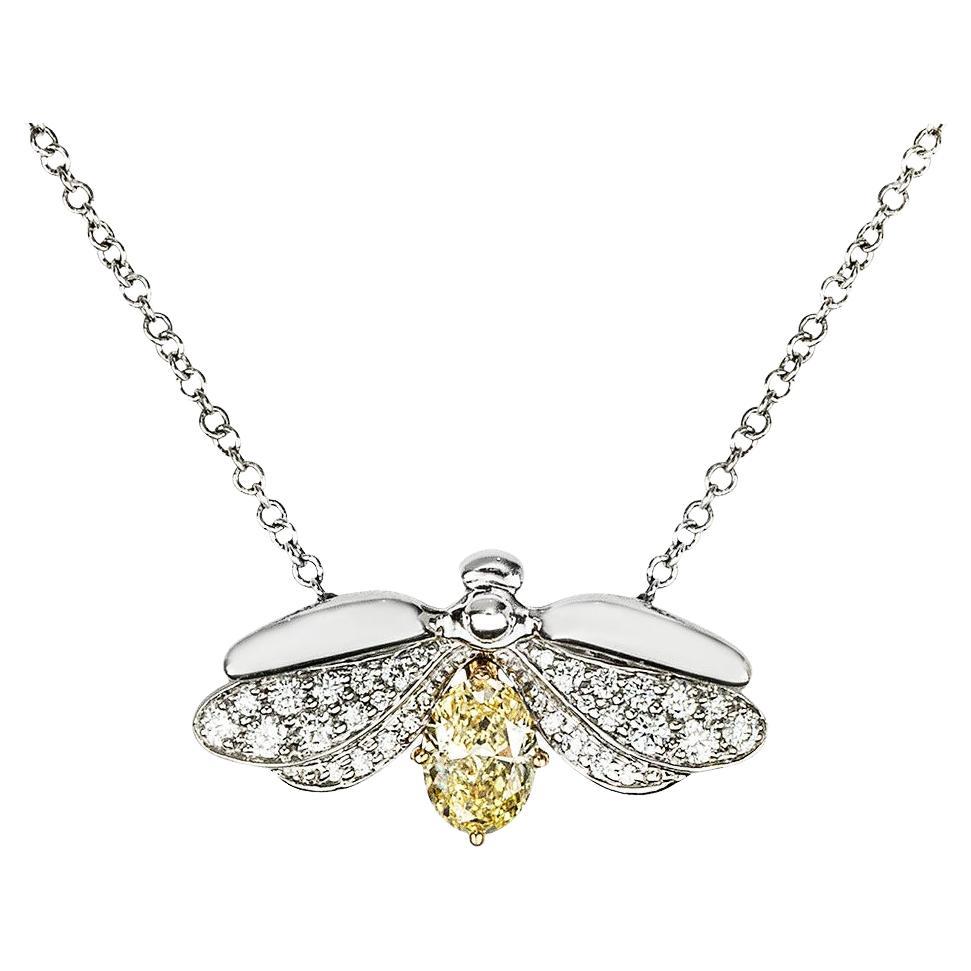 Tiffany & Co. Platinum Fancy Intense Yellow Diamond Firefly Pendant 0.44ct