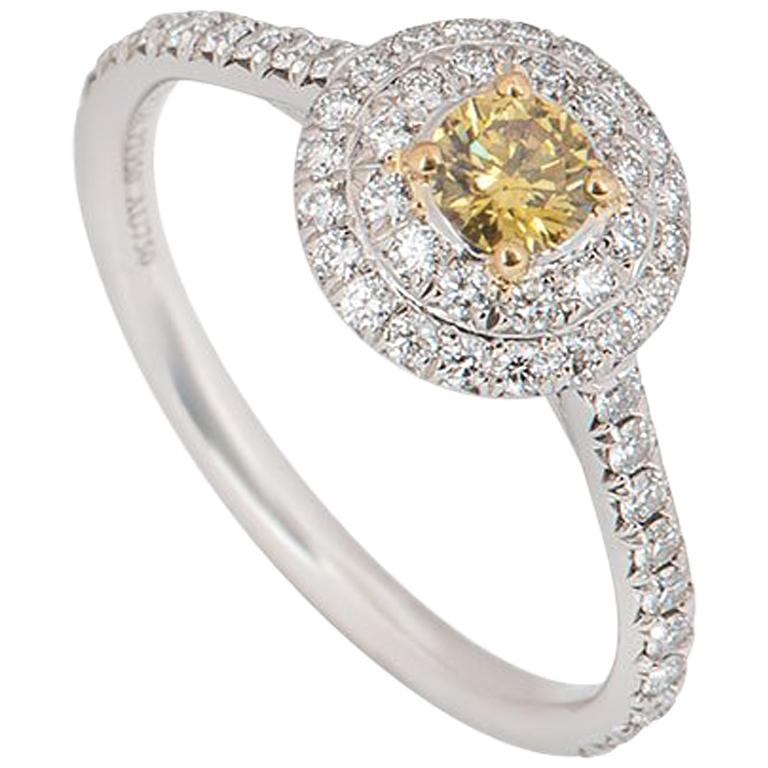 Tiffany & Co. Platinum Fancy Yellow Diamond Soleste Ring