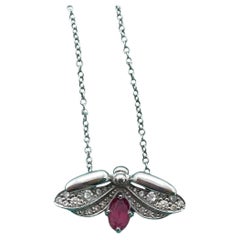 Tiffany & Co. Platinum Firefly Ruby Diamond Pendant Necklace