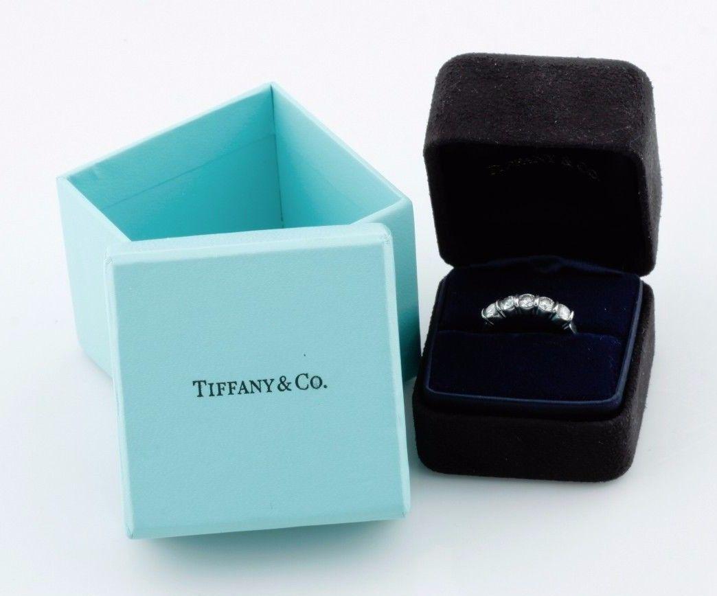 Tiffany & Co. Platinum Five-Diamond Band Ring with Box 1