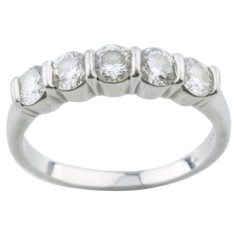 Tiffany & Co. Platinum Five-Diamond Band Ring with Box