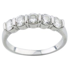 Tiffany 
Co. Platinum Five-Diamond Band Ring with Box
