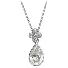 Tiffany & Co. Platinum Flower Lace Clover and Pear-Shaped Diamond Pendant