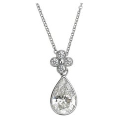 Tiffany & Co. Platinum Flower Lace Clover and Pear-Shaped Diamond Pendant