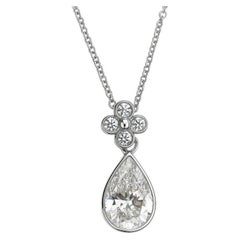 Tiffany & Co. Platinum Flower Lace Clover and Pear-Shaped Diamond Pendant