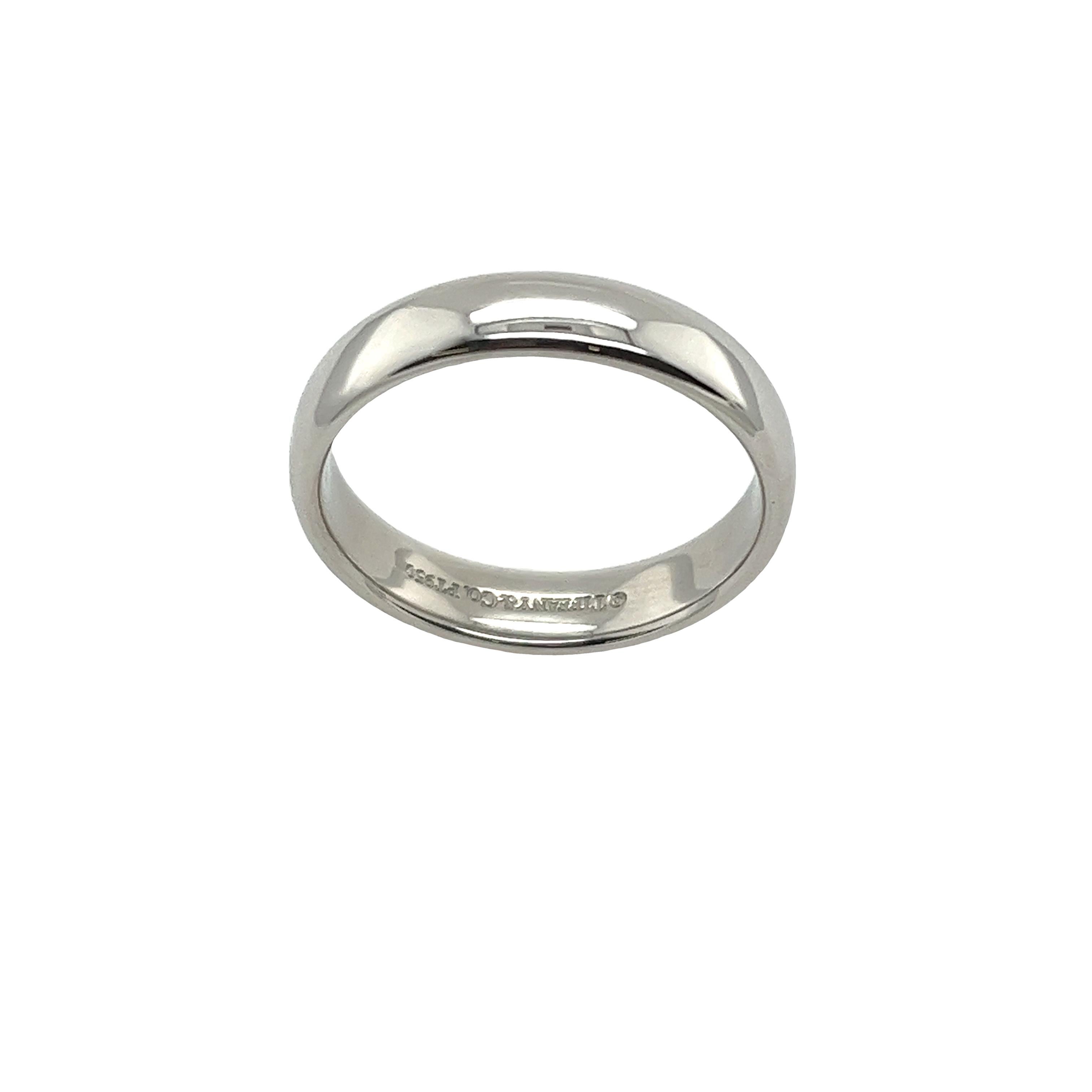 Women's or Men's Tiffany & Co. Platinum Forever Wedding Band 4.6mm  For Sale