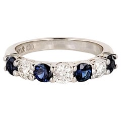 Retro Tiffany& co Platinum four Sapphire ring with Diamonds Size 6