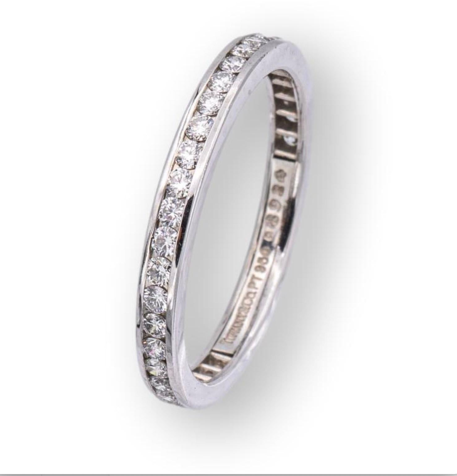 Round Cut Tiffany & Co Platinum Full Circle Diamond .40 Carat Total Band Ring