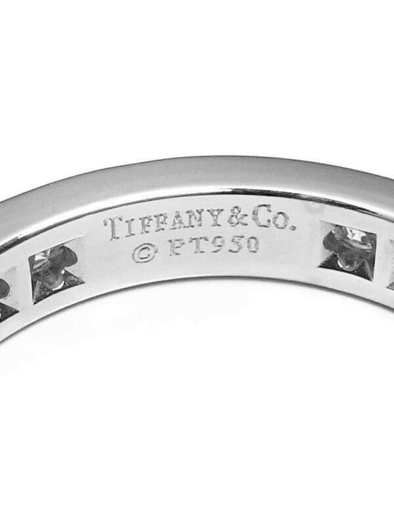 Women's TIFFANY & Co. Platinum 3mm Full Circle Diamond Wedding Band Ring 4 For Sale