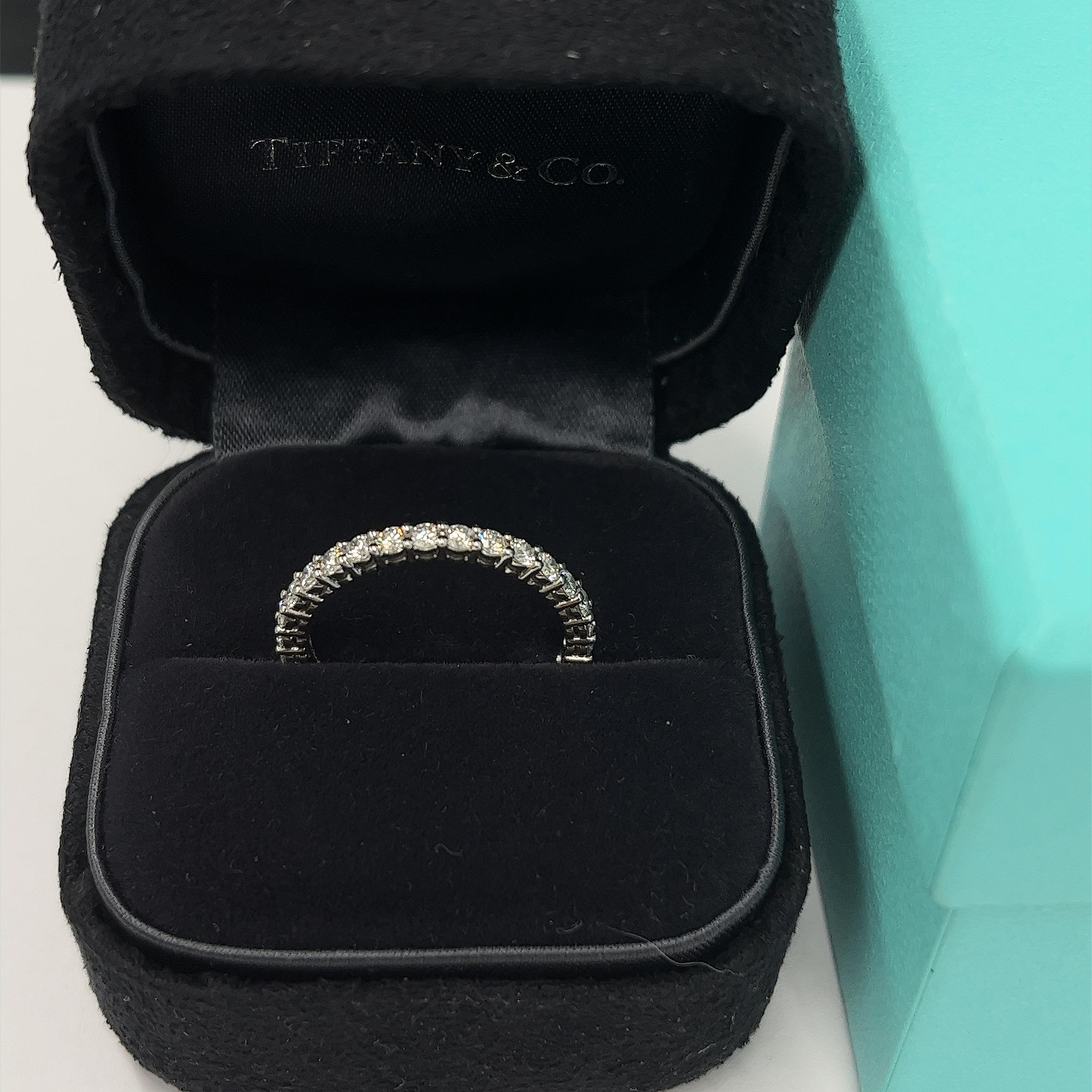 Indulge in timeless elegance with this Tiffany & Co. Platinum 
Full Eternity Diamond Ring, featuring 0.85ct of brilliant diamonds. 
This exquisite ring is a perfect symbol of eternal love and sophistication, 
ideal for weddings, anniversaries, or