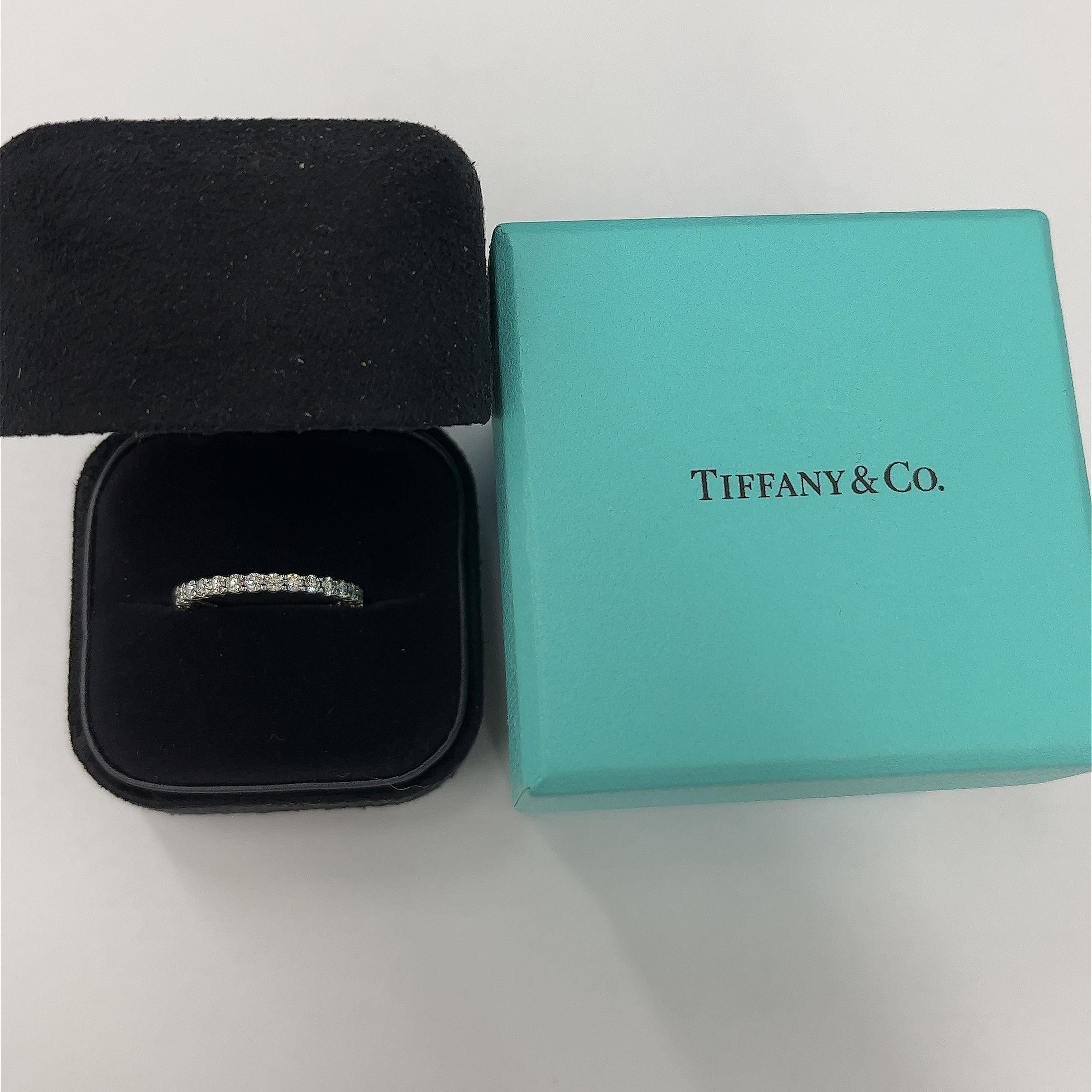 Round Cut Tiffany & Co Platinum Full Eternity Diamond Ring, Set With 0.85ct Diamonds