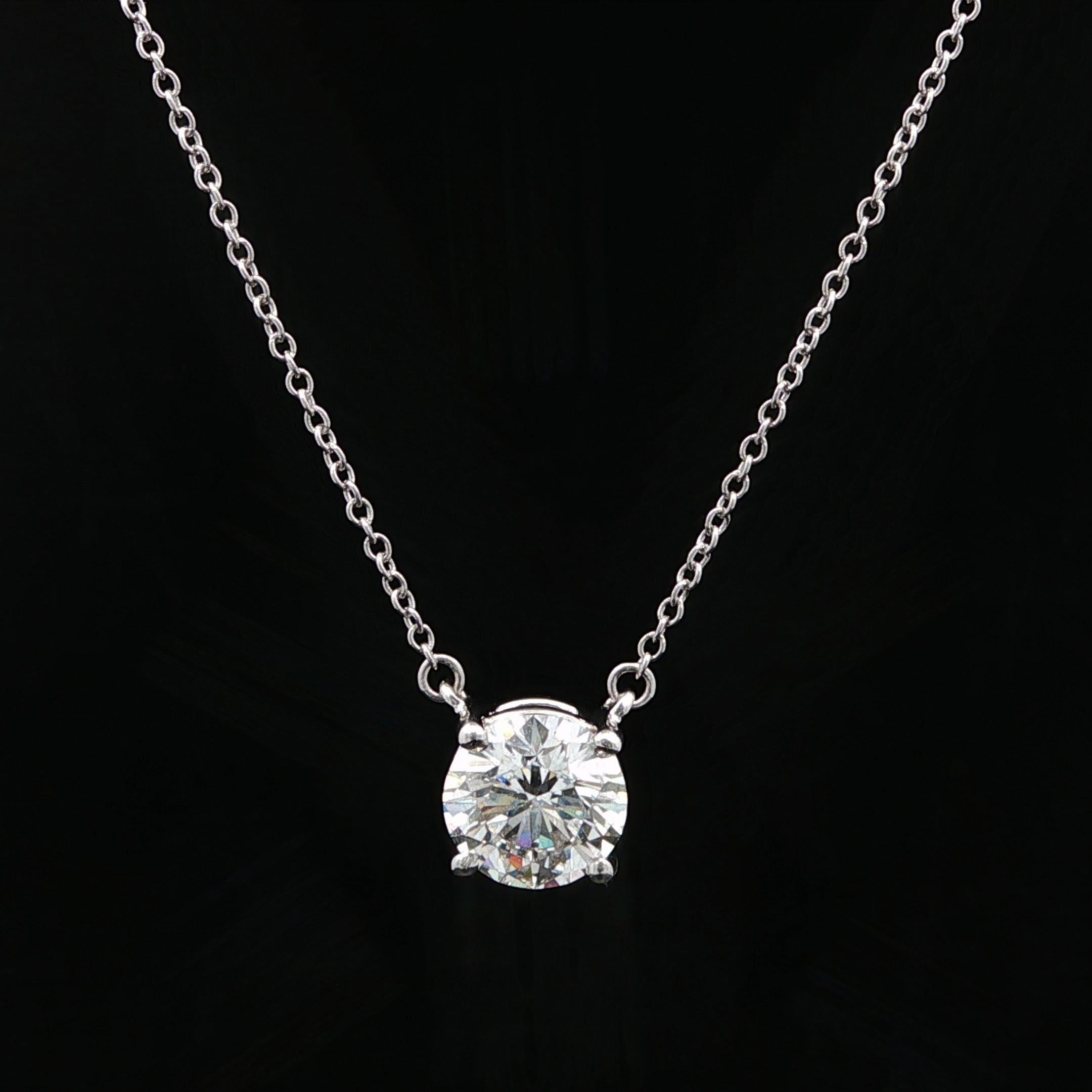 Tiffany & Co. Platinum GIA 1.54ct F VS2 Round Diamond Solitaire Pendant Necklace For Sale 5