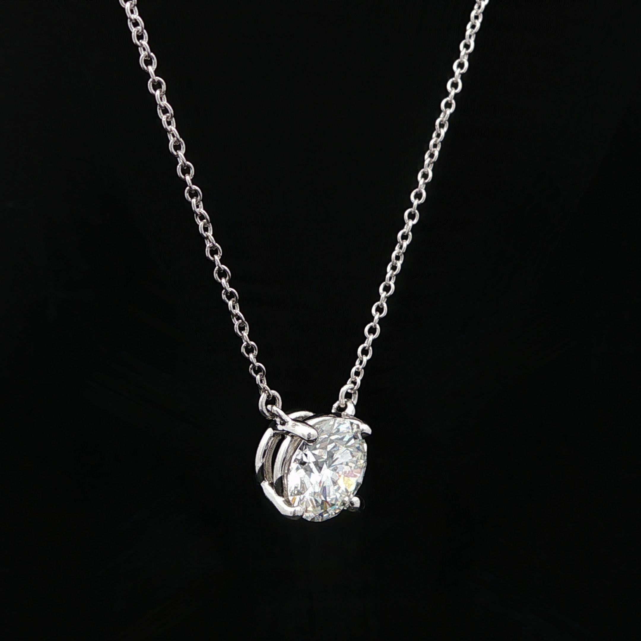 Tiffany & Co. Platinum GIA 1.54ct F VS2 Round Diamond Solitaire Pendant Necklace For Sale 7