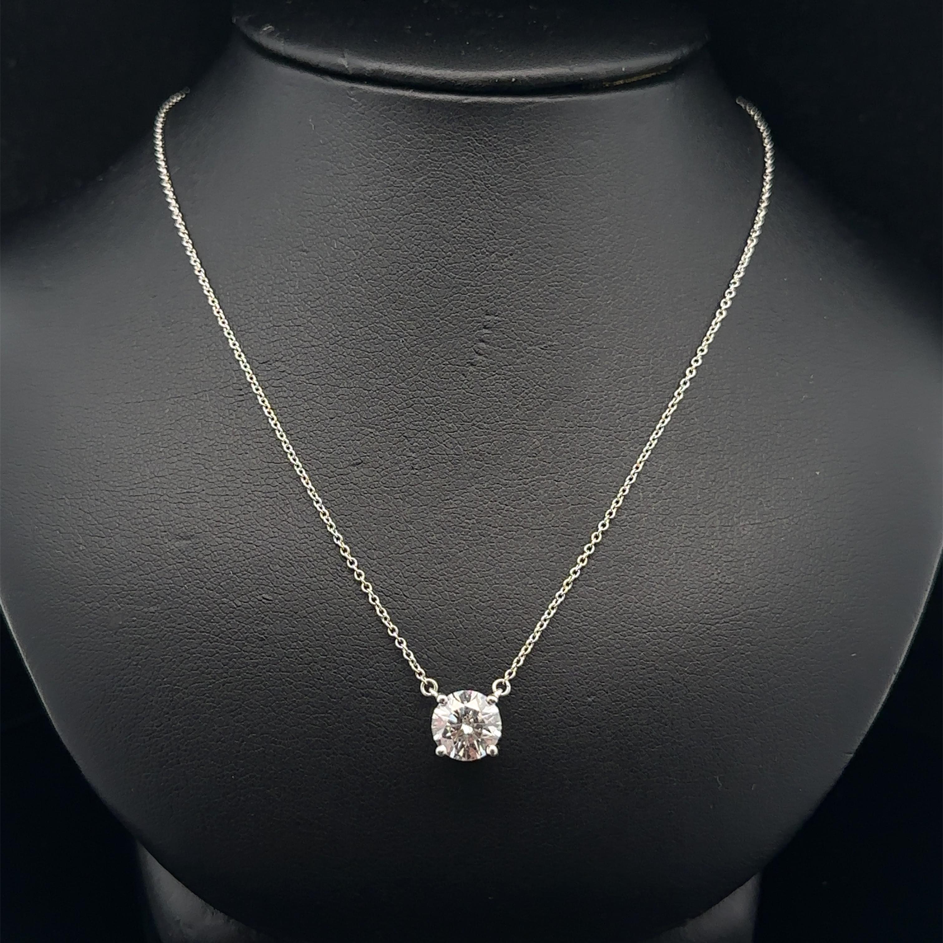 Tiffany & Co. Platinum GIA 1.54ct F VS2 Round Diamond Solitaire Pendant Necklace For Sale 8