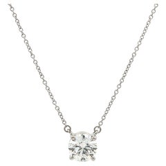 Tiffany & Co. Platinum GIA 1.54ct F VS2 Round Diamond Solitaire Pendant Necklace