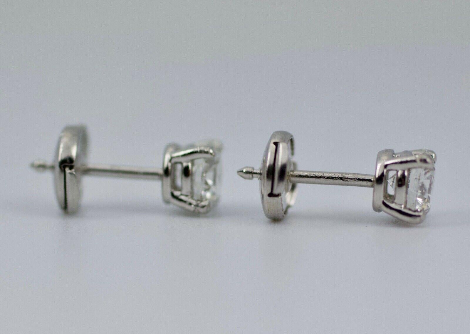 Tiffany & Co. Platinum GIA Certified Round Brilliant Cut Diamond Earrings 1.48Ct In Excellent Condition In Montgomery, AL